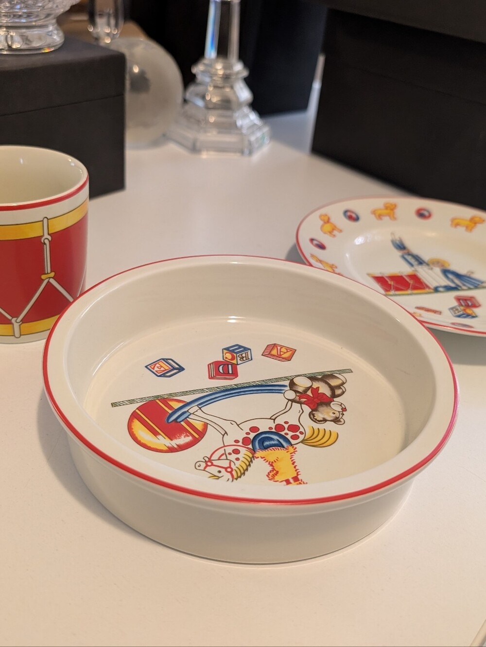 Tiffany & Co. Vintage 1992 Toys Child 3pc. Dish Dinnerware Cup Set
